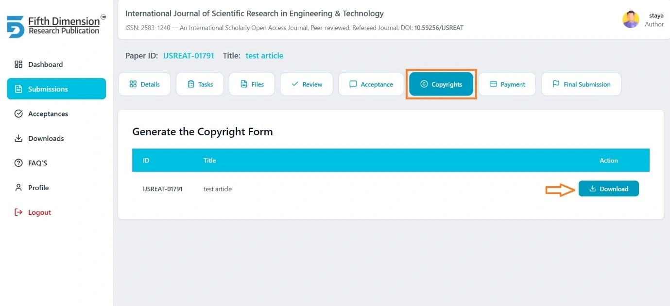 EMS Copyright Tab